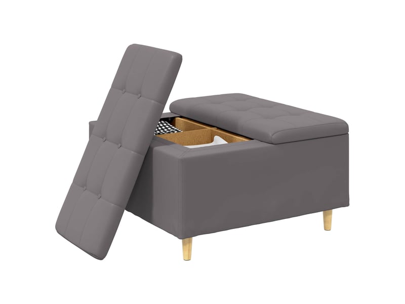  Ottoman, repose pied salon avec rangement gris 80x80x45 cm simili cuir  - Conforama C