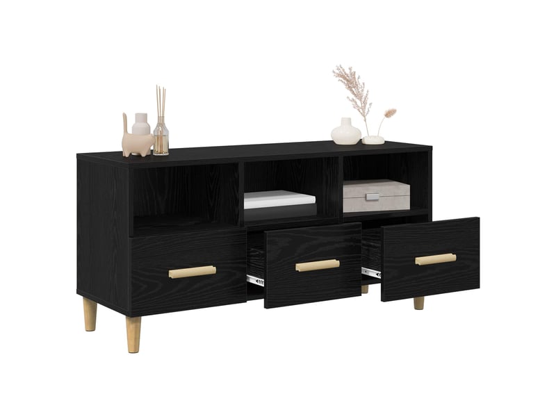  Meuble tv - banc tv - meuble de rangement 102 x 36 x 50 cm chêne noir bois d'ingénierie  - Conforama D