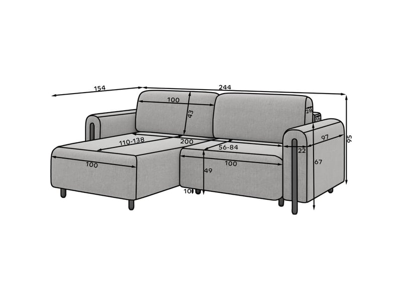 Canapé d'angle convertible arvessa gris clair velours côtelé – angle gauche avec coffre - Conforama C