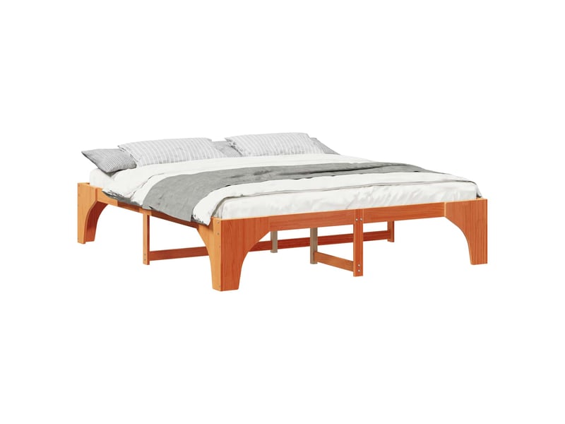  Lit double- lit adulte -  cadre de lit marron 200 x 200 cm pin massif  - Conforama A