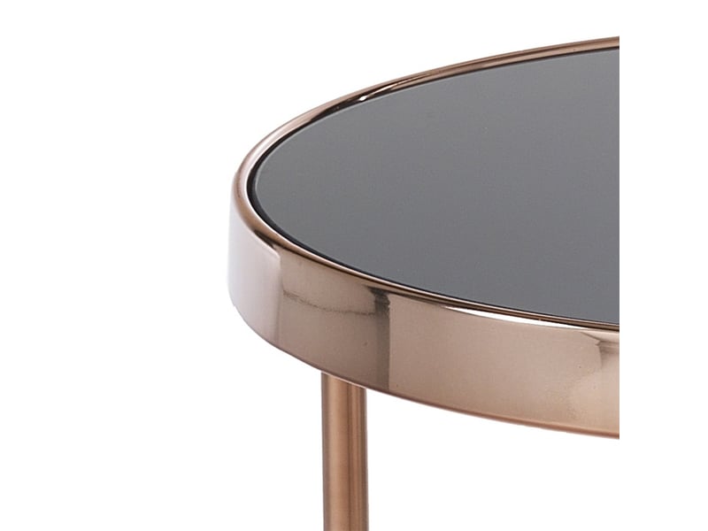 Table basse ronde en métal or rose avec étagères en verre fields  - Conforama D