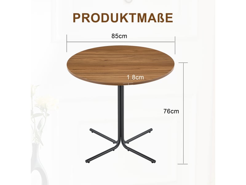  Table d’appoint ronde,85x76 cm,mdf,effet noyer et métal noir  - Conforama C