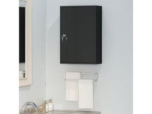 Armoire à pharmacie 2 étagères 3 niveaux verrouillable, dim. 40l x 18l x 60h cm, métal, 2 clés, noir
