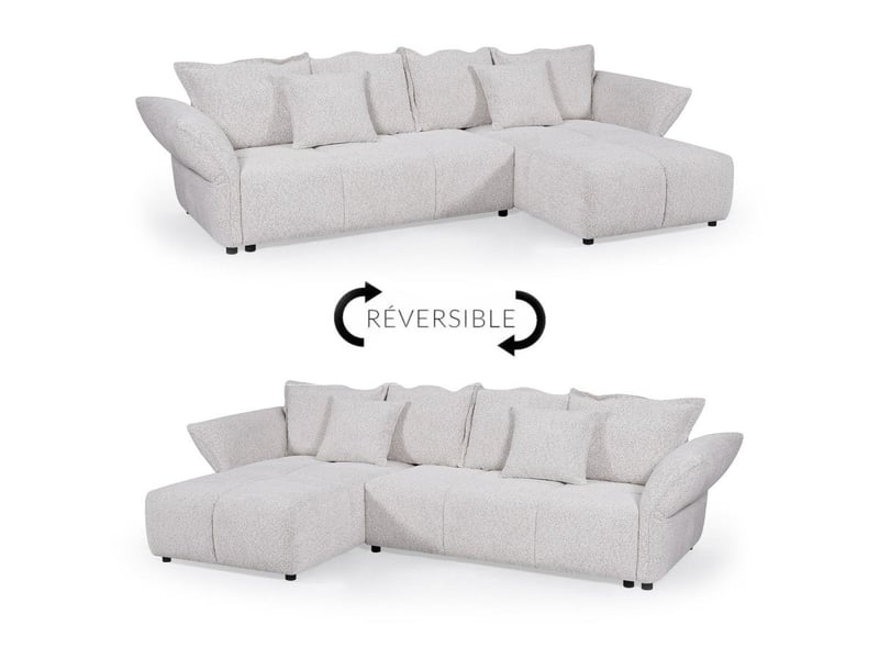  Canapé d'angle convertible réversible en velours tissé beige beline SF771-ANG-BEI - Conforama D