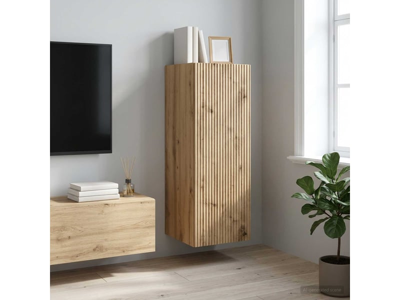 Armoire murale salon, meuble de rangement 33 x 34,5 x 90 cm bois d'ingénierie shl2600 - Conforama B