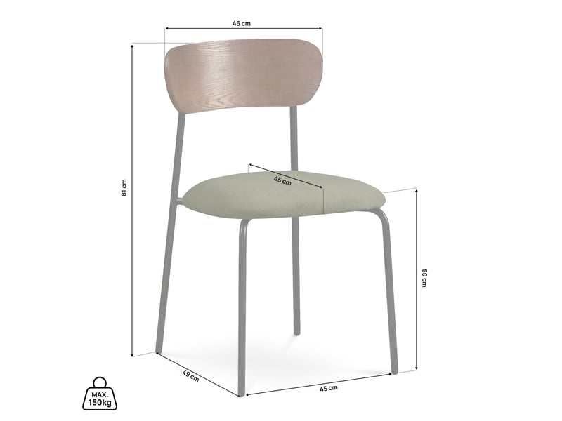  Lot de 4 chaises scandinaves velours côtelé kaki et placage frêne pieds métal noir - olivia OLIVIA - Conforama E