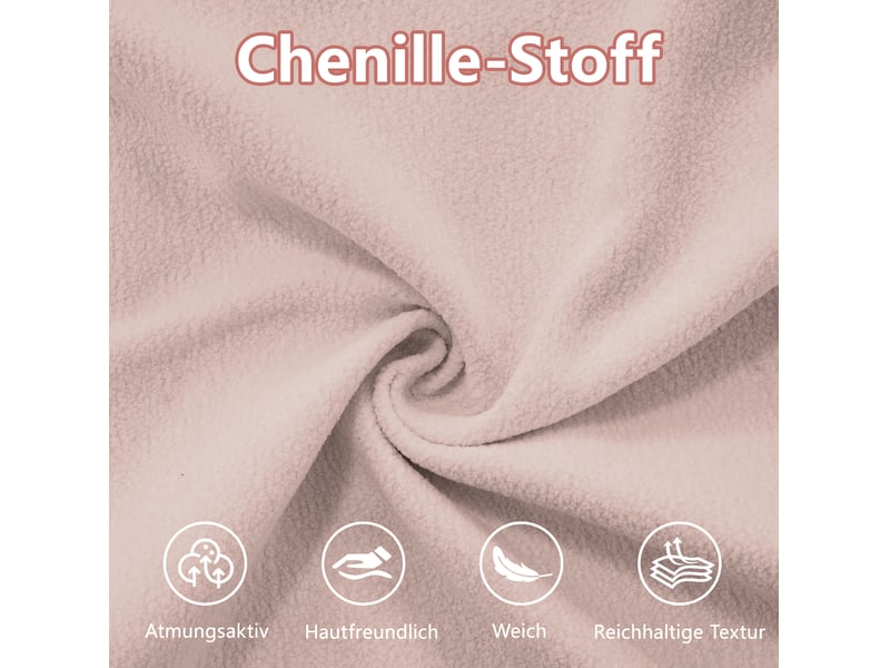  Canapé modulaire 4 places 406x145x81 cm, pouf mobile, diy, effet nuage, chenille, rose  - Conforama E