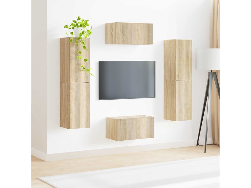  Ensemble meuble tv - banc tv - meuble de rangement 6 pcs chêne sonoma bois d'ingénierie  - Conforama D