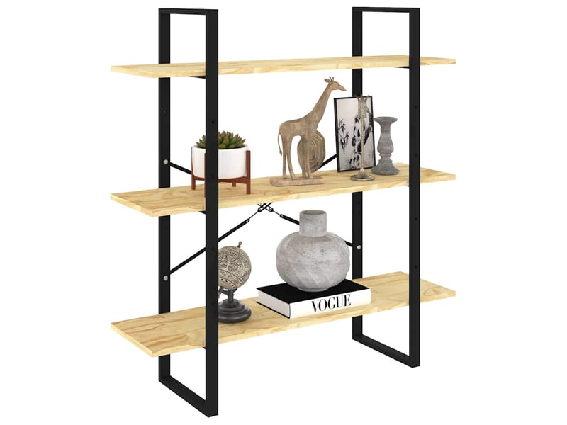  Bibliothèque à 3 niveaux, armoire à livres 100x30x105 cm bois de pin massif  - Conforama C