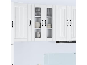 Meuble mural de cuisine, cabinet en verre mural blanc 60x31x80cm shl4864