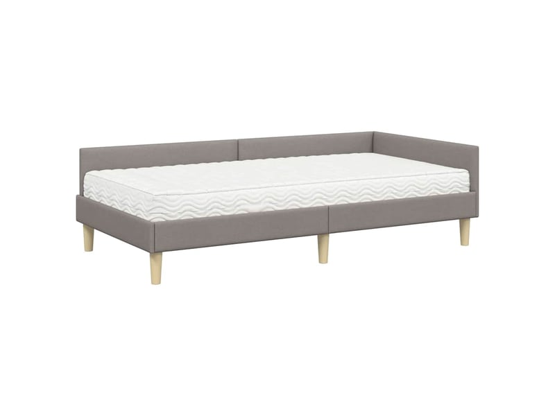 Lit adulte, lit simple, cadre de lit d'angle avec matelas autre 2 pièces taupe tissu cf6776 - Conforama D