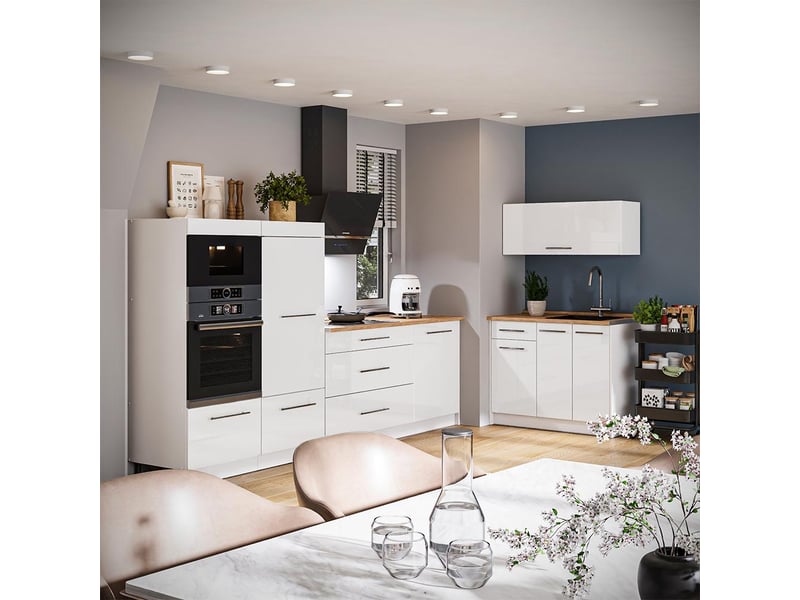 Vicco cuisine, blanc haute brillanceblanc, 380cm, pt anthracite - Conforama C