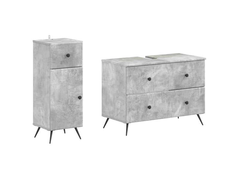 Ensemble de 2 meubles de salle de bain breda gris béton cf63097 - Conforama A