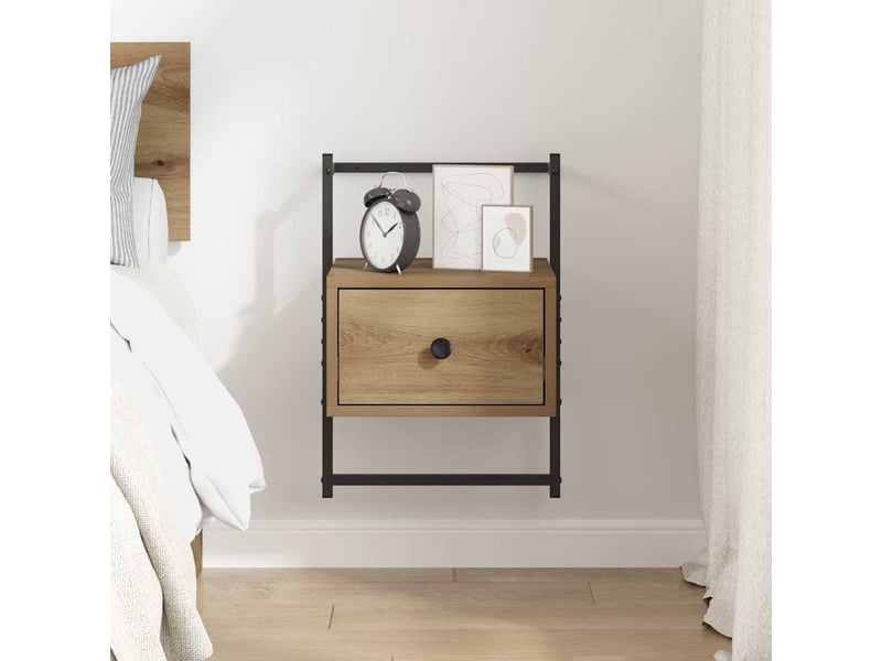  Table de chevet - cabinet de chevet - table de nuit chêne artisanal 35 x 30 x 51 cm  - Conforama C