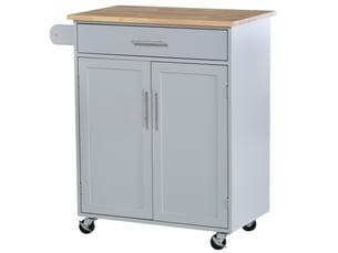Desserte de cuisine à roulettes avec tiroir et placard en bois massif et mdf gris