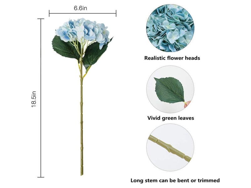  Fleurs artificielles, hortensias artificiels, fausses têtes d'hortensias avec tiges pour bouquets de mariée, compositions florales, la maison bleu  - Conforama C