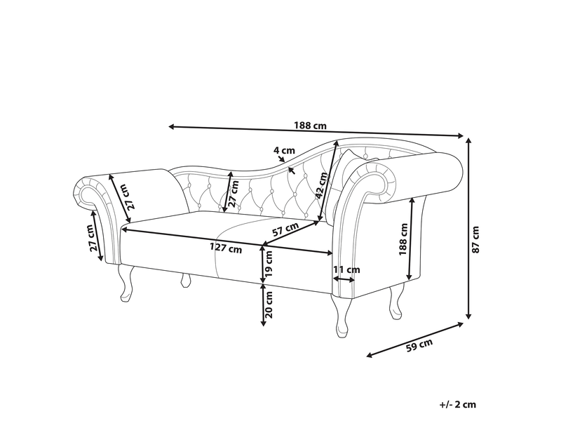  Chaise longue côté droit lattes velours vert foncé  - Conforama C