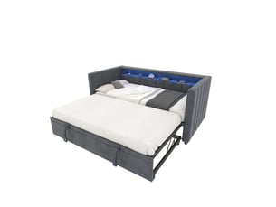 Lit gigogne 90x190 cm BEAOK   coloris gris