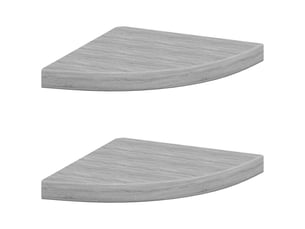 Lot de 2 étagères d'angle murales, étagères suspendues gris béton 35x35x3,8 cm mdf cf42782