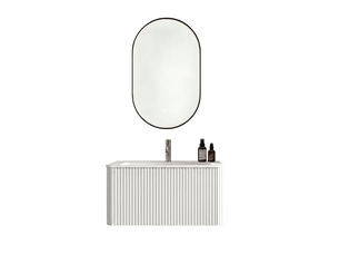 Ensemble meuble de salle de bain 80 cm avec vasque, miroir led 50x80 cm, blanc