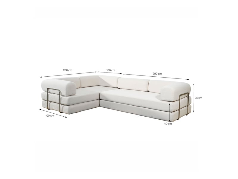 Canapé compressé convertible 5 places à mémoire de forme en velours côtelé beige barry - Conforama C