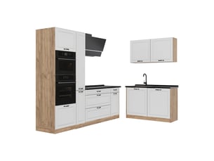 Vicco cuisine en angle, blanc campagnechêne doré, 230 x 120 cm sans plan de travail