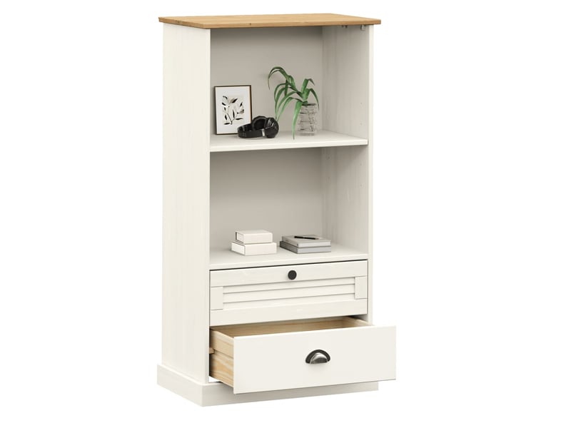  Bibliothèque, meuble de rangement salon vigo blanc 60x35x114,5 cm bois massif de pin  - Conforama C