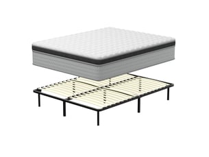 Ensemble matelas et sommier 140x190 cm Ressorts ensachés + mousse soutien Ferme épaisseur 25 cm