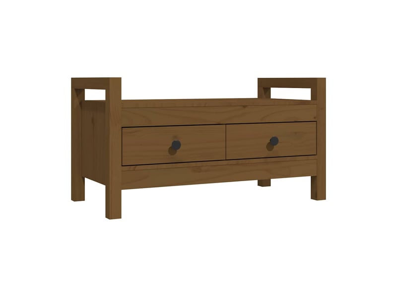  Banc d'entrée, banc interieur marron miel 80x40x43 cm bois de pin massif  - Conforama A