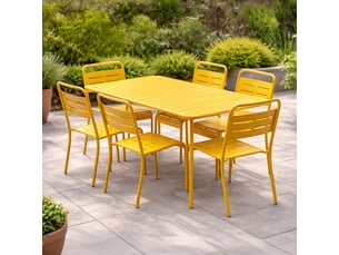 Ensemble table de jardin 160 cm et 6 chaises jaune bergame