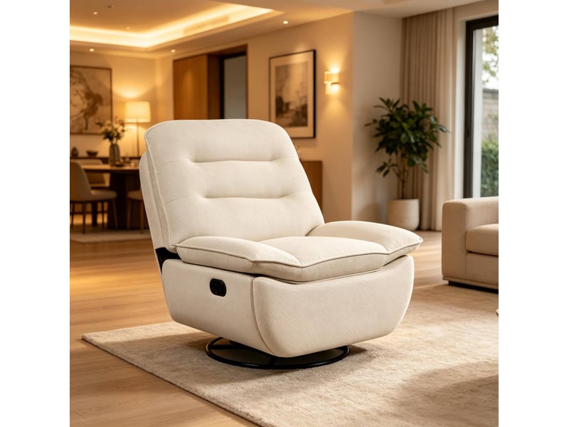  Fauteuil relax manuel pivotant 360° avec repose-pieds et rangement beige  - Conforama B