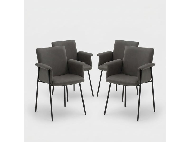 Lot de 4 chaises de salle à manger en simili cuir valeria - gris - Conforama A