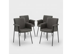 Lot de 4 chaises de salle à manger en simili cuir valeria - gris