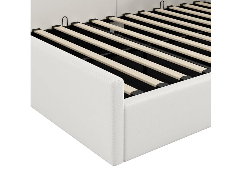  Lit banquette 140x200 cm avec rangement mdf et bois beige sans matelas  - Conforama E