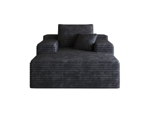 Canapé modulable 1 place modenvie en velours côtelé noir avec assise profonde 115 x 159 x 60 cm