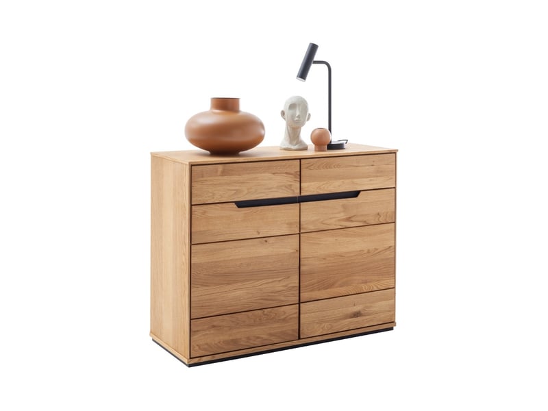  Commode de rangement 2 tiroirs et 2 portes coloris chêne sauvage - longueur 103 x profondeur 41 x hauteur 82 cm  - Conforama D