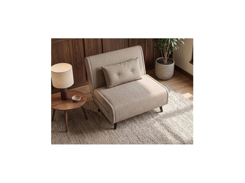 Fauteuil convertible presto 1 place - velours beige - couchage 100x190cm - Conforama E
