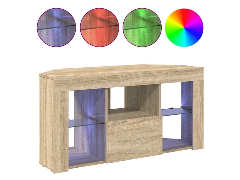  Meuble tv - banc tv - meuble de rangement led d'angle 100 x 40 x 50 cm chêne sonoma  - Conforama D