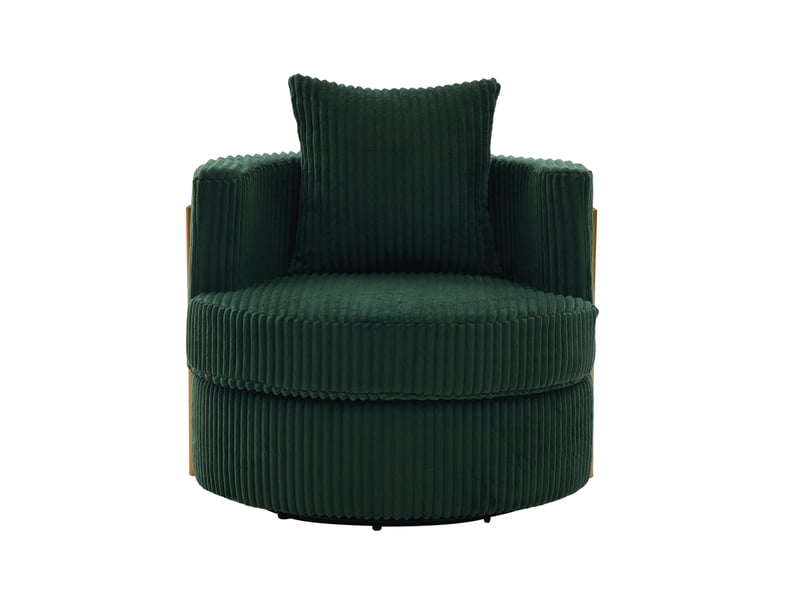  Fauteuil pivotant modenvie 360° en velours côtelé vert foncé avec coffre de rangement 76 x 79 x 78 cm  - Conforama A