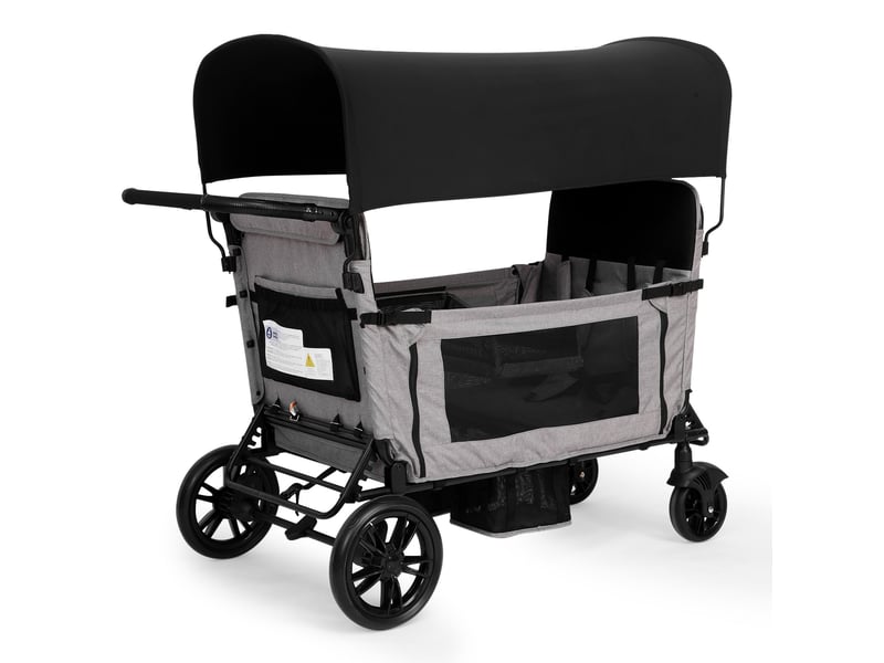  Poussette wagon 4 places pliable 138x126x72 cm – gris – grande couchette, auvent et tablette  - Conforama A