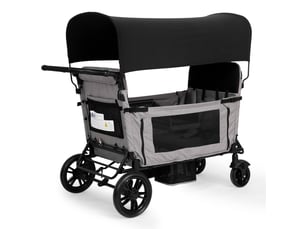 Poussette wagon 4 places pliable 138x126x72 cm – gris – grande couchette, auvent et tablette