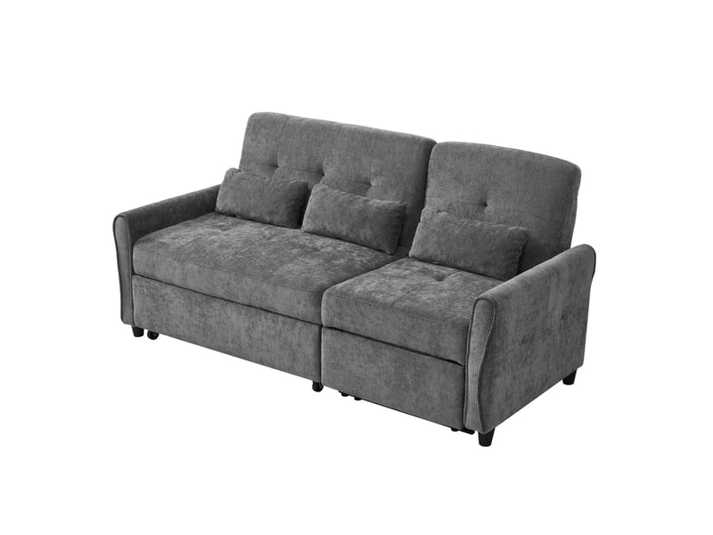  Canapé convertible 3 places 176x148x83 cm gris en chenille, dossier réglable et surface extensible  - Conforama D