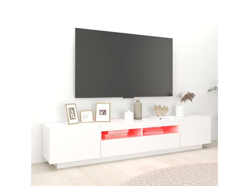  Meuble tv - banc tv - meuble de rangement avec lumières led blanc 200x35x40 cm  - Conforama C