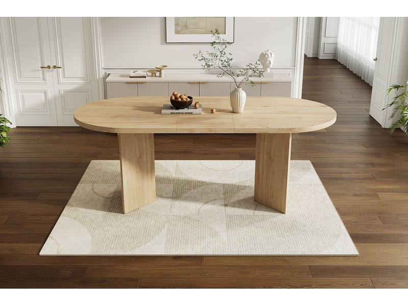  Table à manger rectangulaire 160 × 80 cm, teinte chêne  - Conforama B
