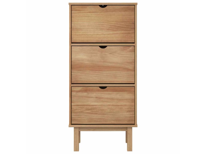  Meuble à chaussure, armoire à chaussures otta avec 3 tiroirs marron bois massif pin  - Conforama D