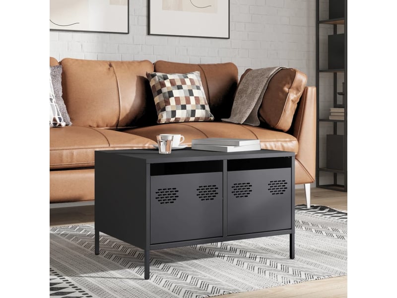 Meuble tv - banc tv - meuble de rangement anthracite 68x50x43,5 cm acier laminé à froid  - Conforama D
