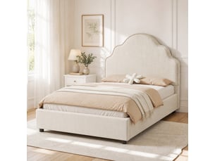 Lit simple 90x200 cm <strong>STILVORA</strong>  <strong></strong> coloris beige
