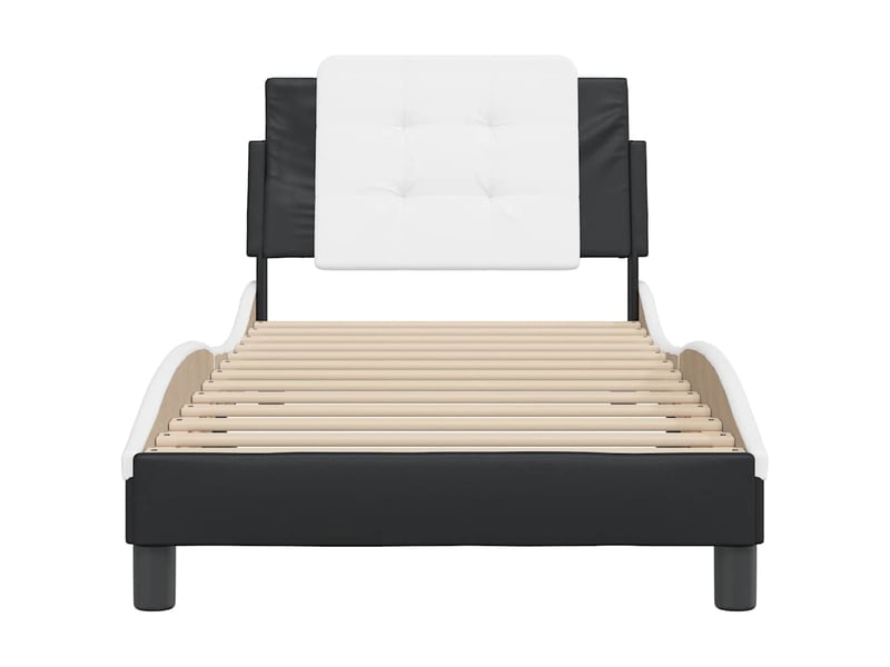 Lit simple- lit adulte -  cadre de lit sans matelas zadar noir et blanc 80x200 cm similicuir  - Conforama C