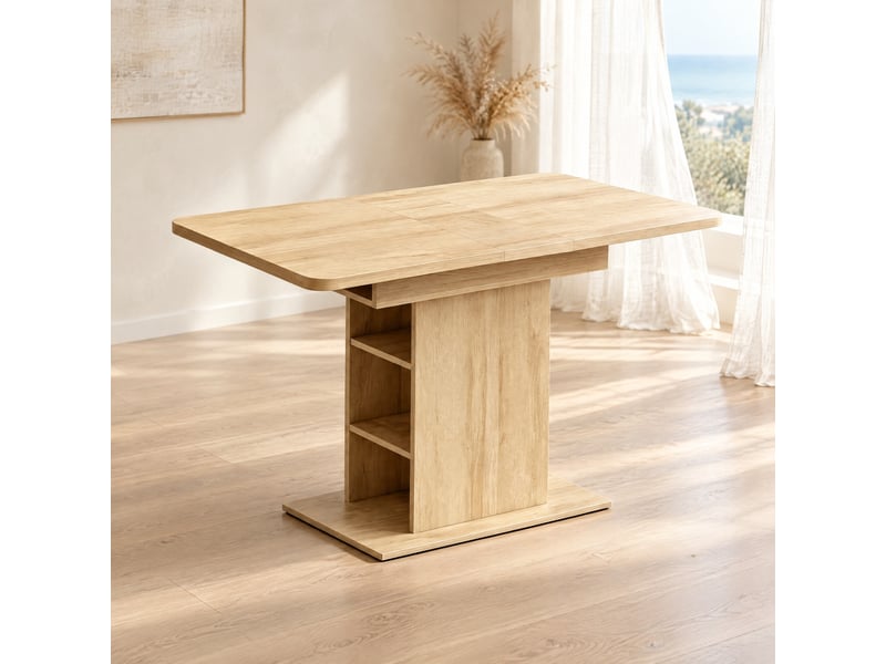  Table à manger extensible 110-130 cm pour 4 à 6 personnes, mdf effet bois naturel  - Conforama B