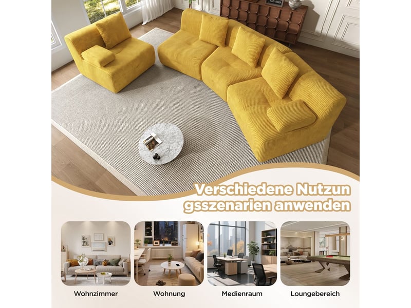  Canapé modulable 4 places modules d’assise combinables librement revêtement en chenille sans montage requis bonne reprise élastique charge totale jusqu’à 400 kg  - Conforama D